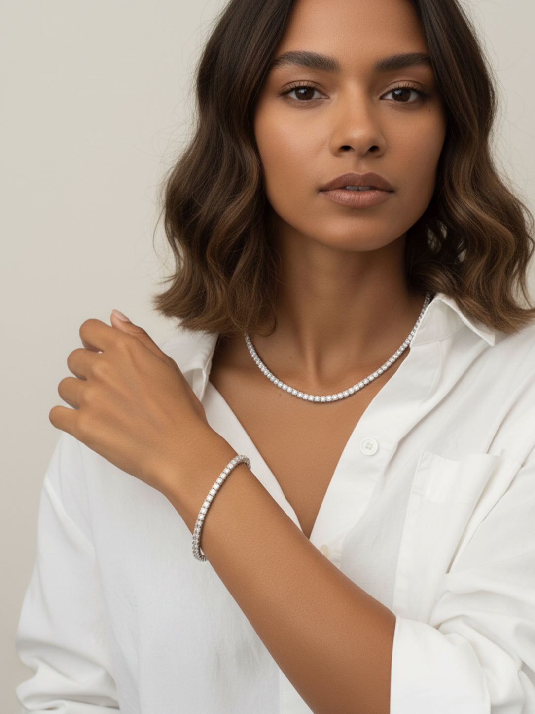 925 Sterling Silver 4mm Moissanite Tennis Bracelet