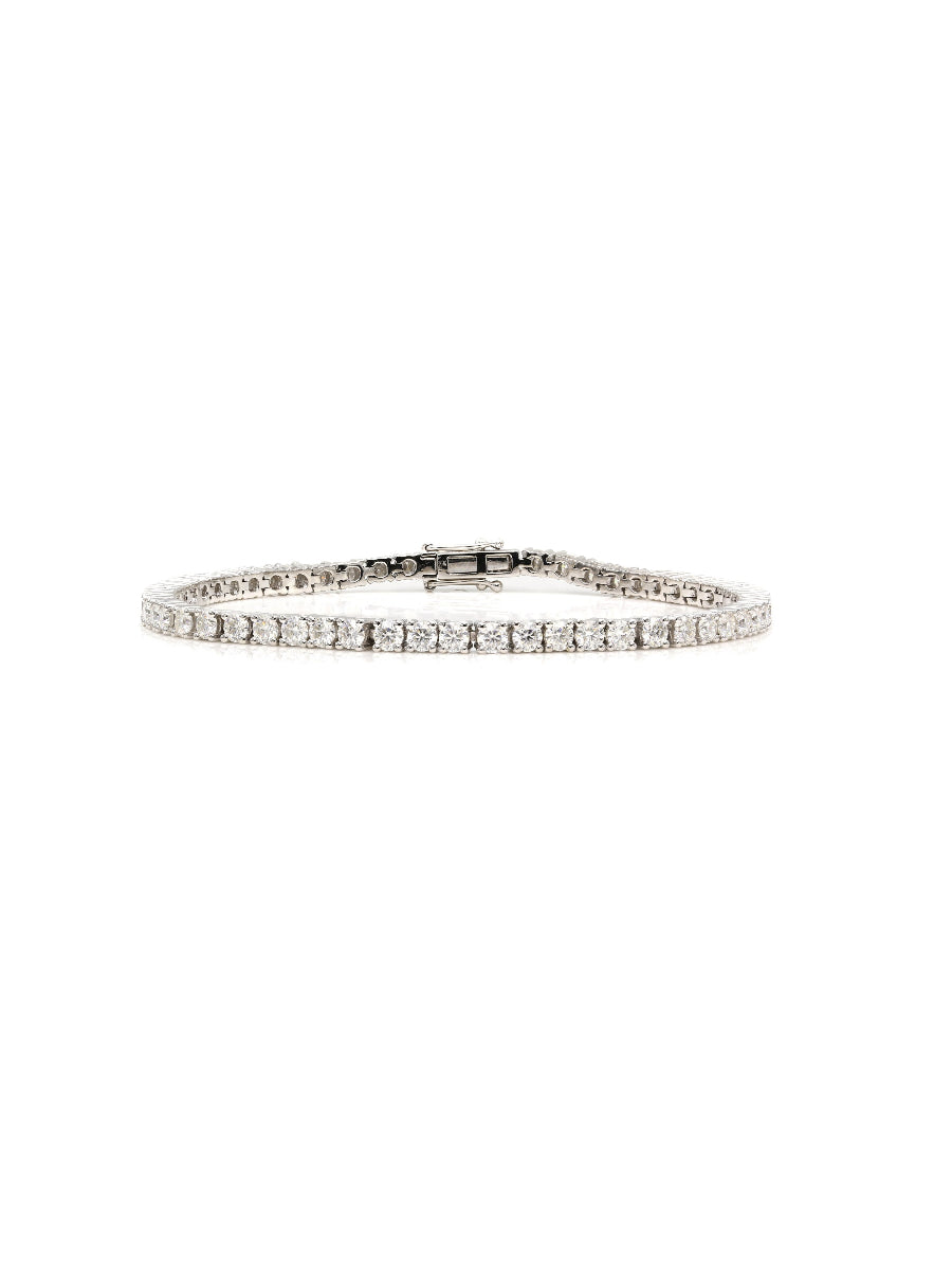 14K White Gold 3mm Moissanite Tennis Bracelet