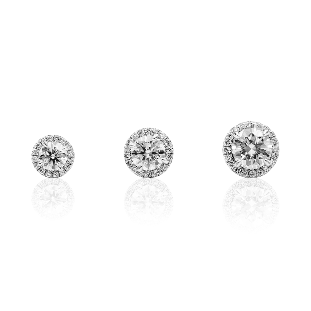 14K White Gold Moissanite Halo Studs Earrings