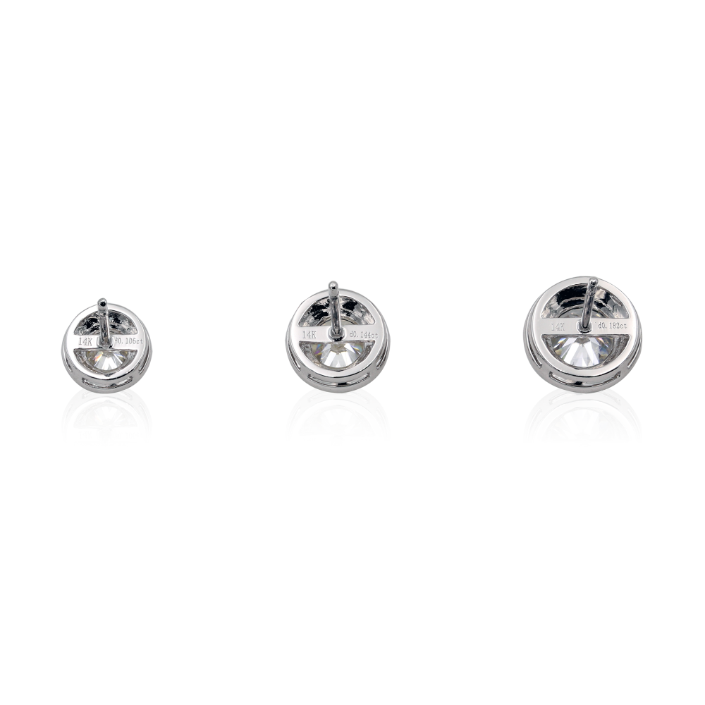 14K White Gold Moissanite Halo Studs Earrings