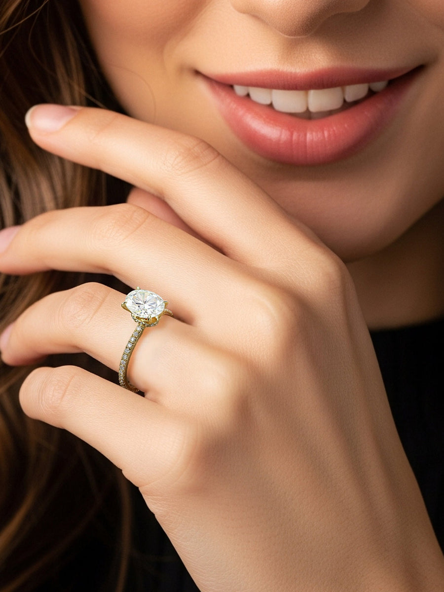 14K Yellow Gold 2.4Ctw. Hidden Halo Moissanite Ring