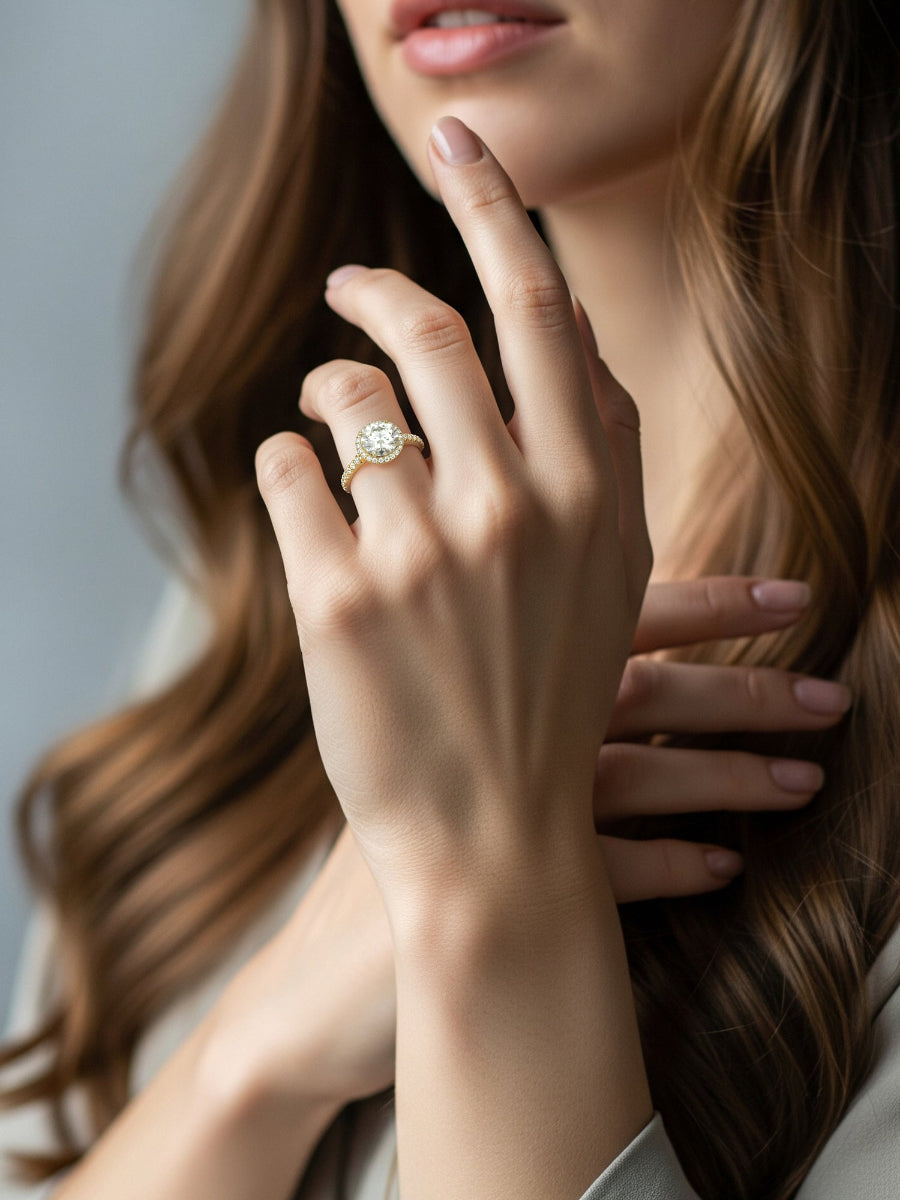 14K Gold 2.5Ctw. Halo Setting Engagement Ring