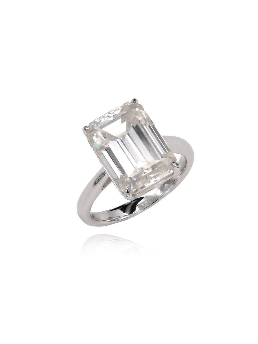 14K Gold Emerald Cut Moissanite Engagement Ring