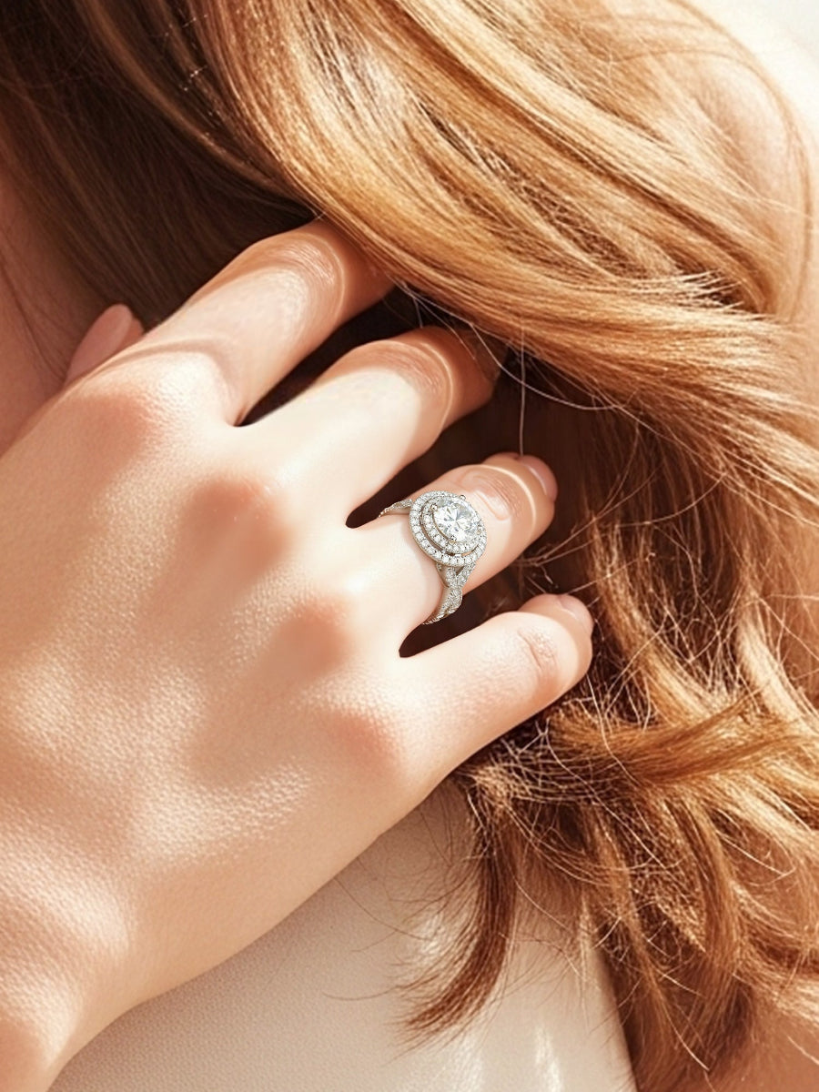 14K Gold 2.6Ctw. Moissanite Double Halo Setting Ring