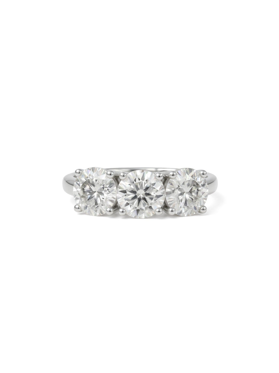 14K White Gold 3Ctw. Three Moissanite Engagement Ring
