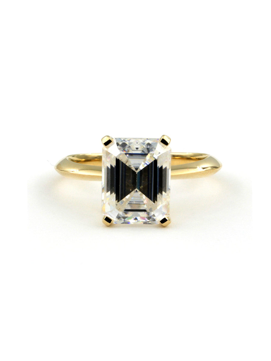 14K Gold 4.0Ctw. Emerald Cut Moissanite Ring