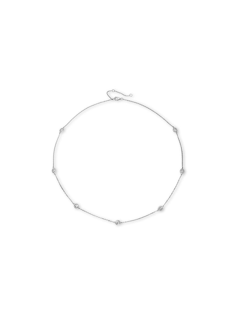 925 Silver Moissanite Diamond by Yard Chain Necklace