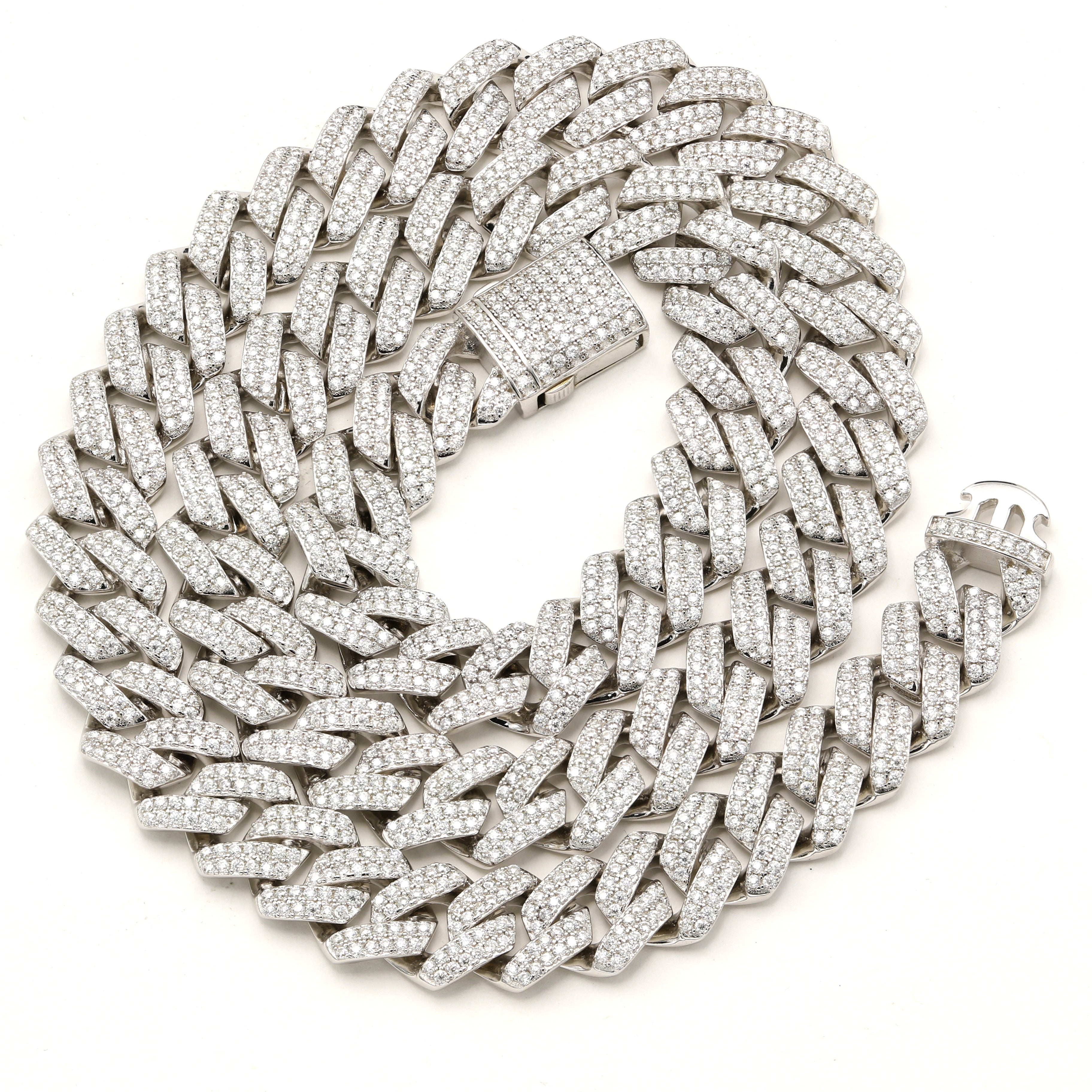 925 Sterling Silver Moissanite 12MM Cuban Links