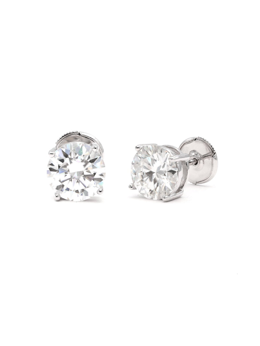 925 Sterling Silver Moissanite Solitaire Studs Earrings
