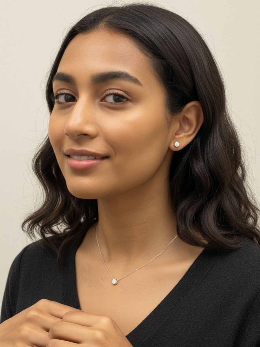 925 Silver Bezel Setting Moissanite Studs Earrings