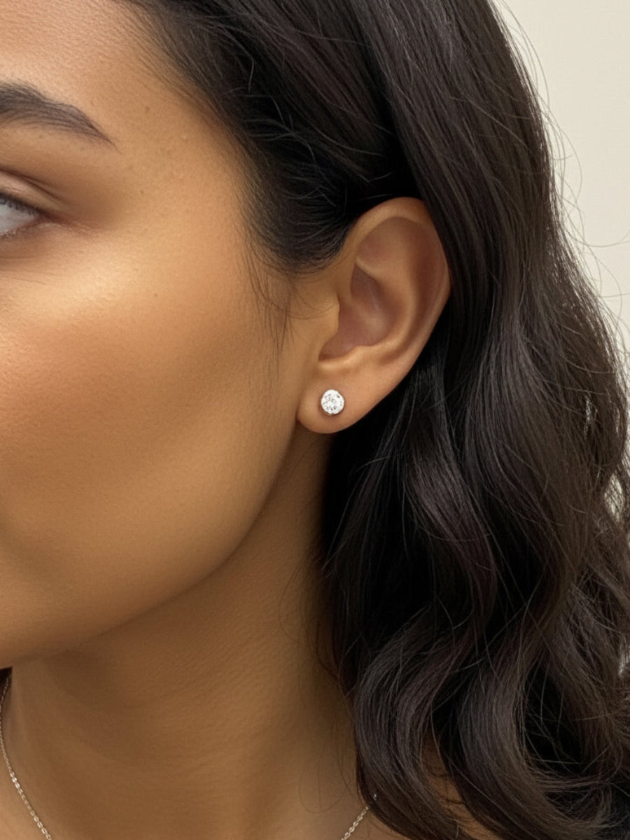 925 Silver Bezel Setting Moissanite Studs Earrings