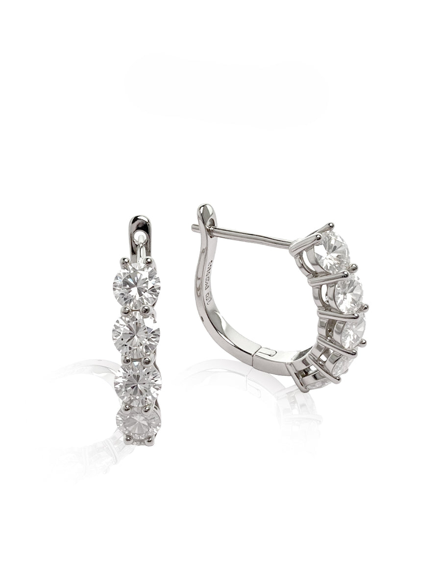925 Sterling Silver 3 Ct. Moissanite Hoop Earrings