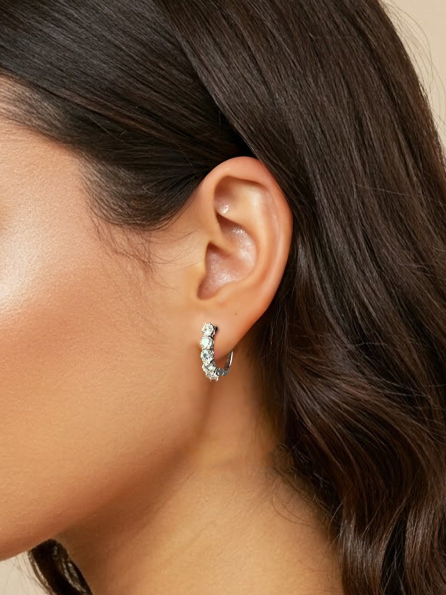 925 Sterling Silver 3 Ct. Moissanite Hoop Earrings