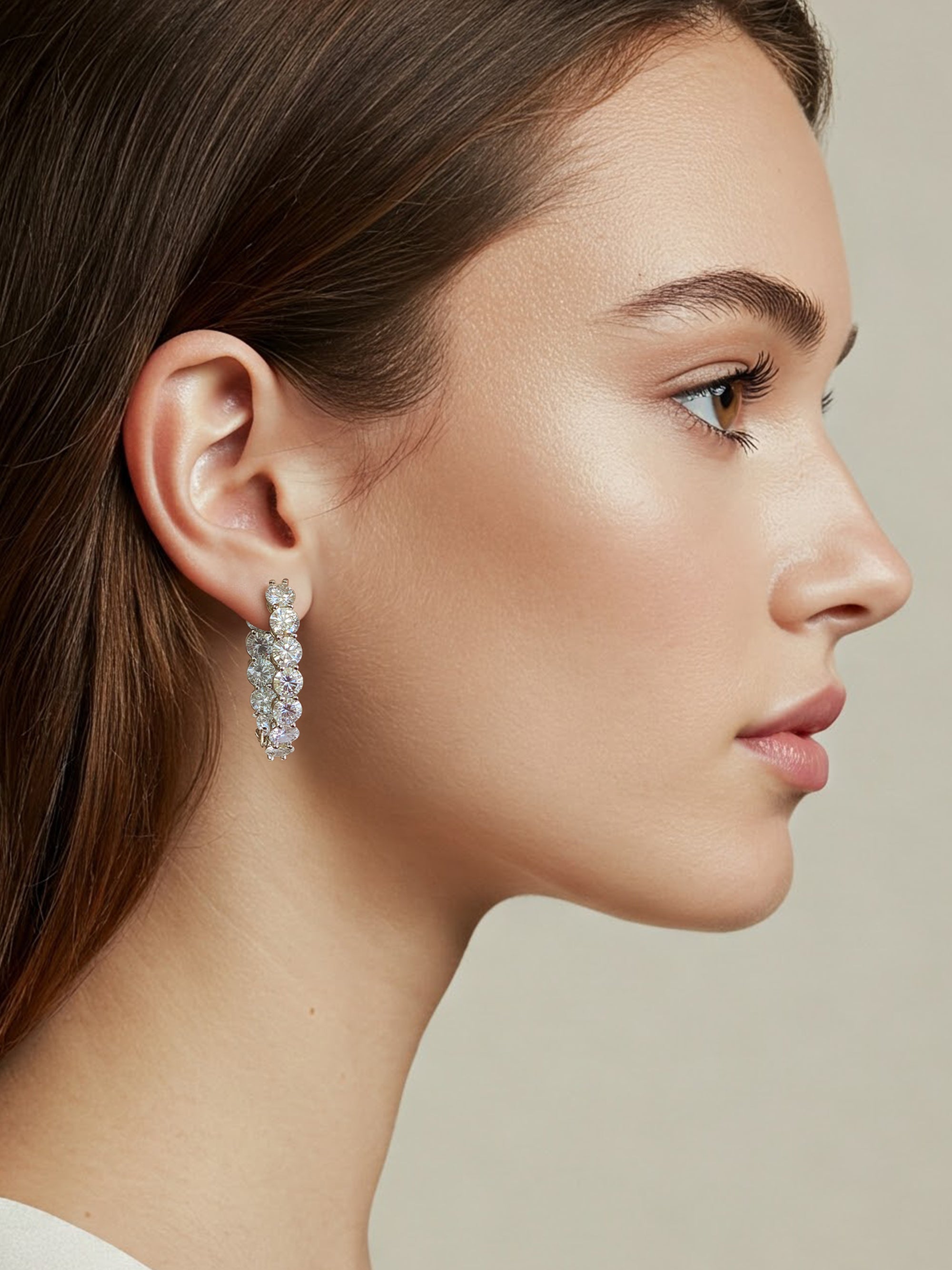 925 Silver Round Shape 5mm Moissanite Hoop Earrings