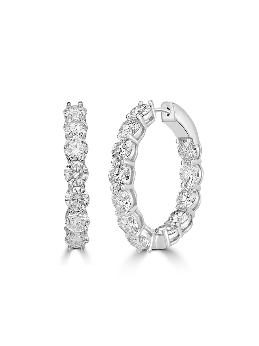 925 Silver Round Shape 5mm Moissanite Hoop Earrings