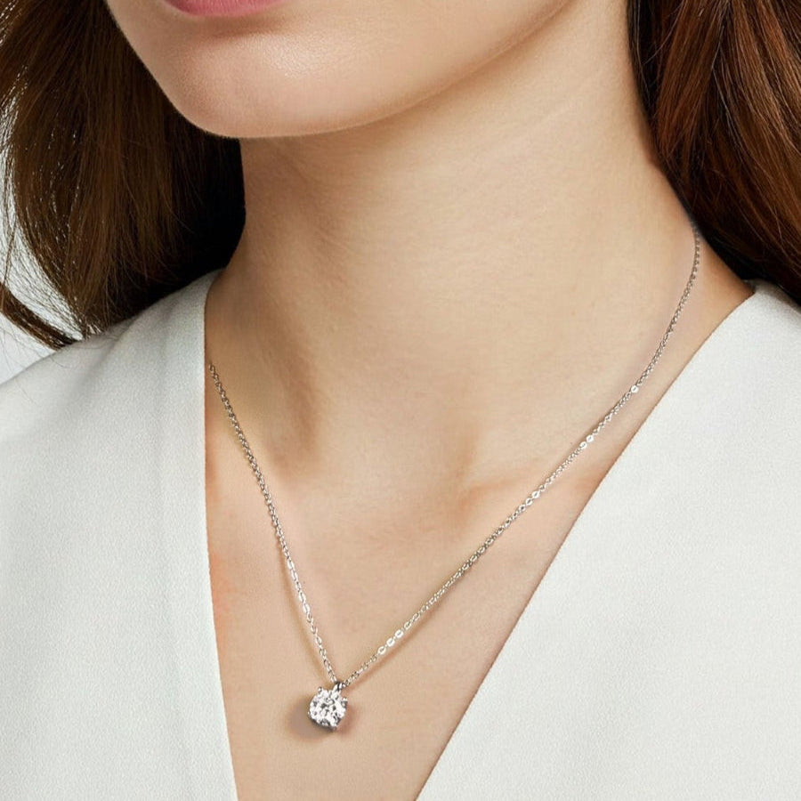925 Silver Moissanite Solitaire Pendant Necklace