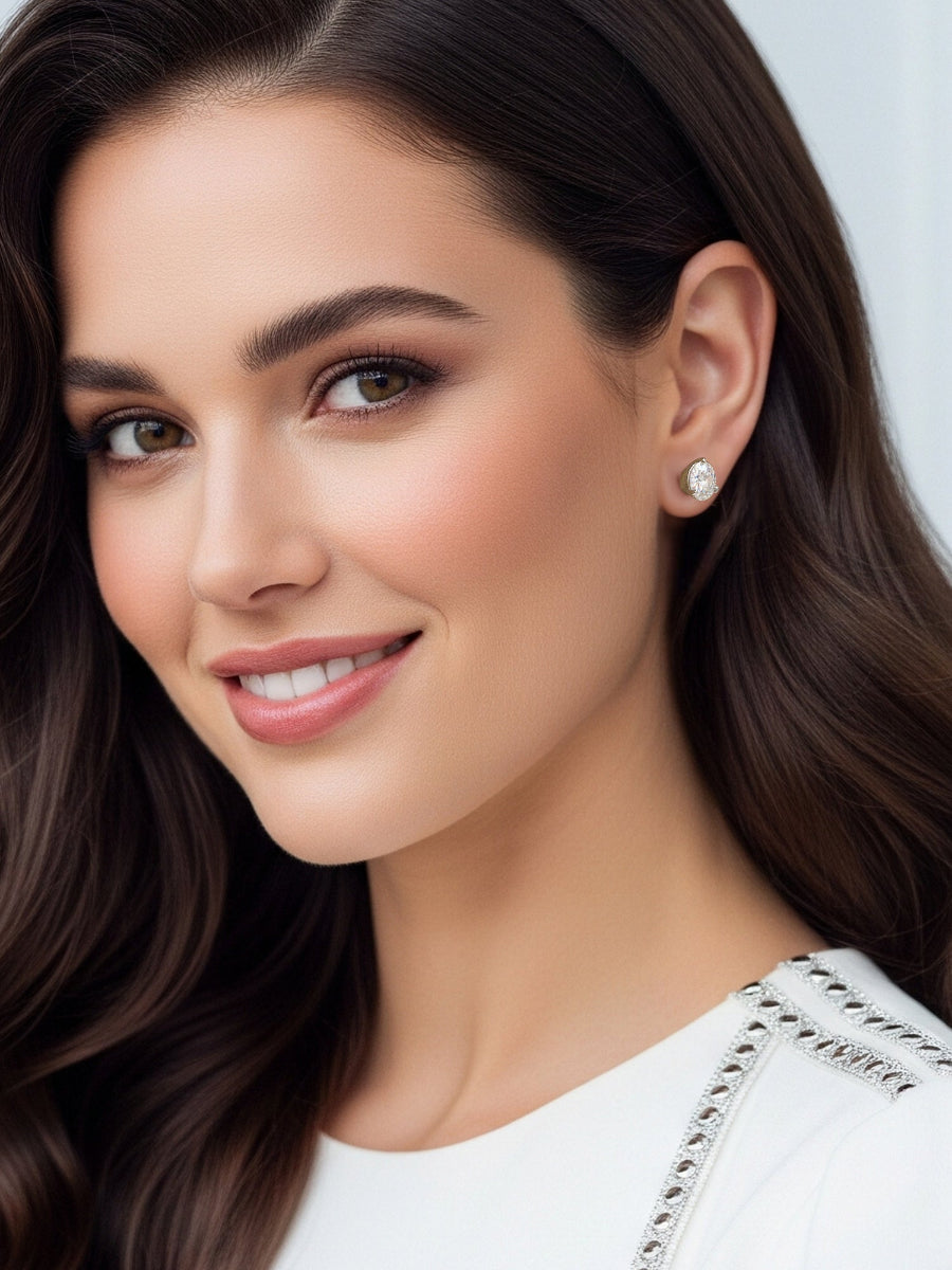 925 Silver Moissanite Three-Prong Studs Earrings