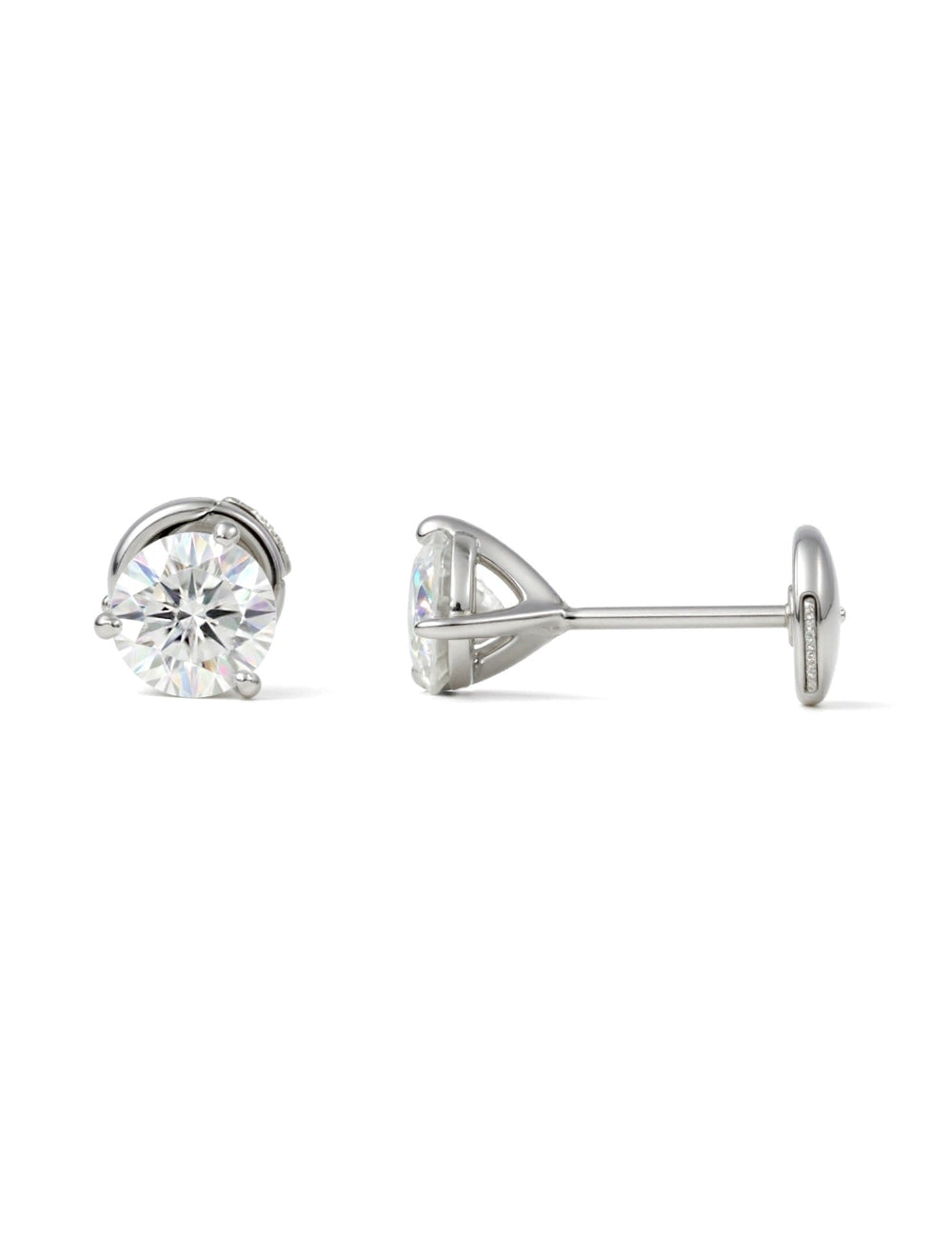 925 Silver Moissanite Three-Prong Studs Earrings