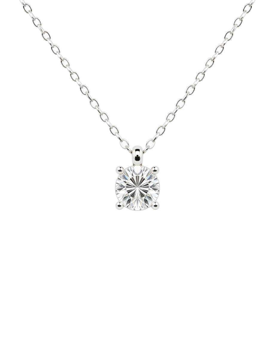925 Silver Moissanite Solitaire Pendant Necklace