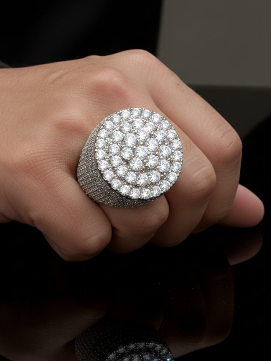 925 Silver Men's Moissanite Statement Ring