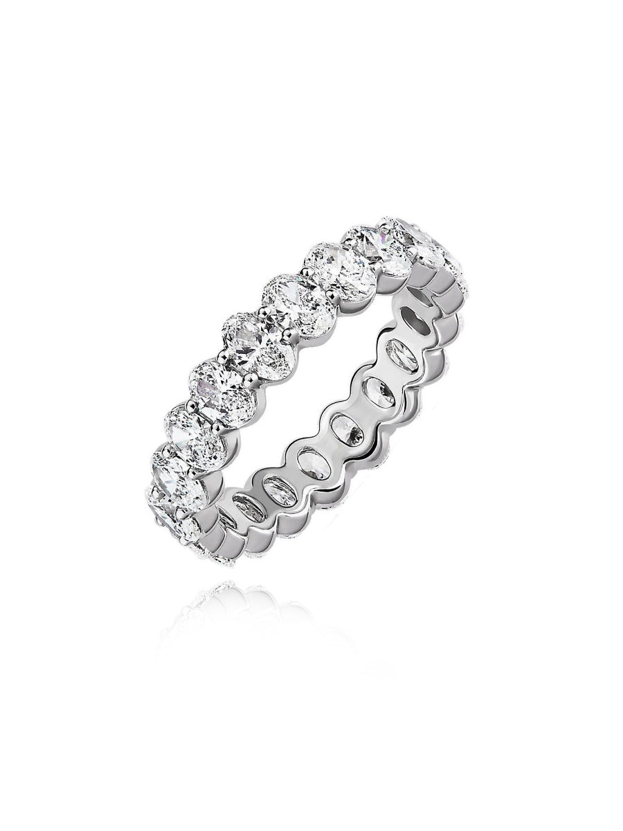 925 Sterling Silver Oval Cut Moissanite Eternity Band