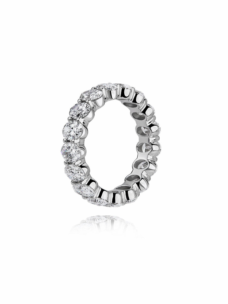 925 Sterling Silver Oval Cut Moissanite Eternity Band