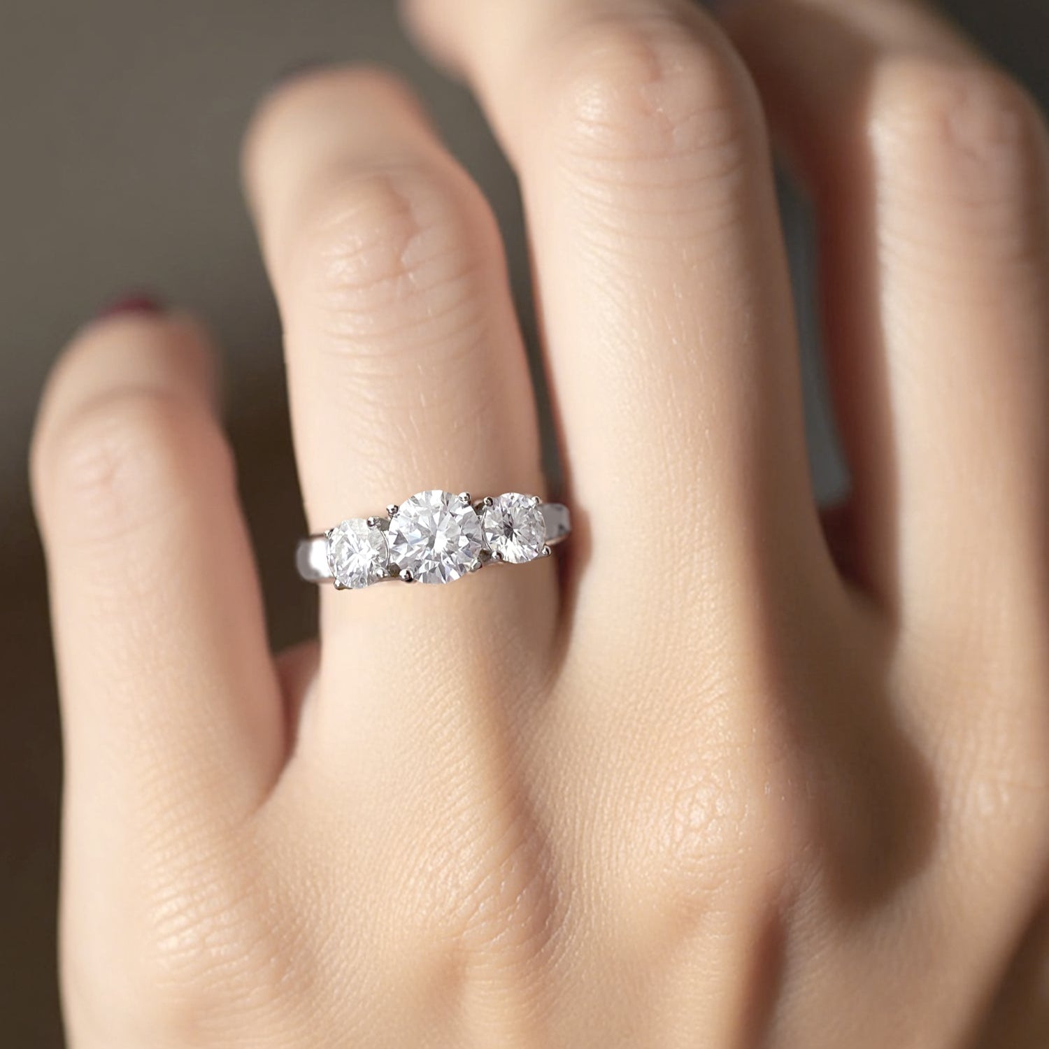 Round Cut 2Ctw. Three Stone Moissanite Ring