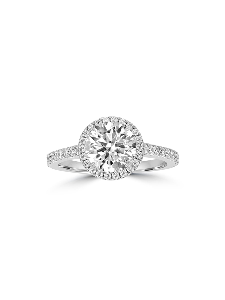 925 Silver Halo Setting Moissanite Engagement Ring