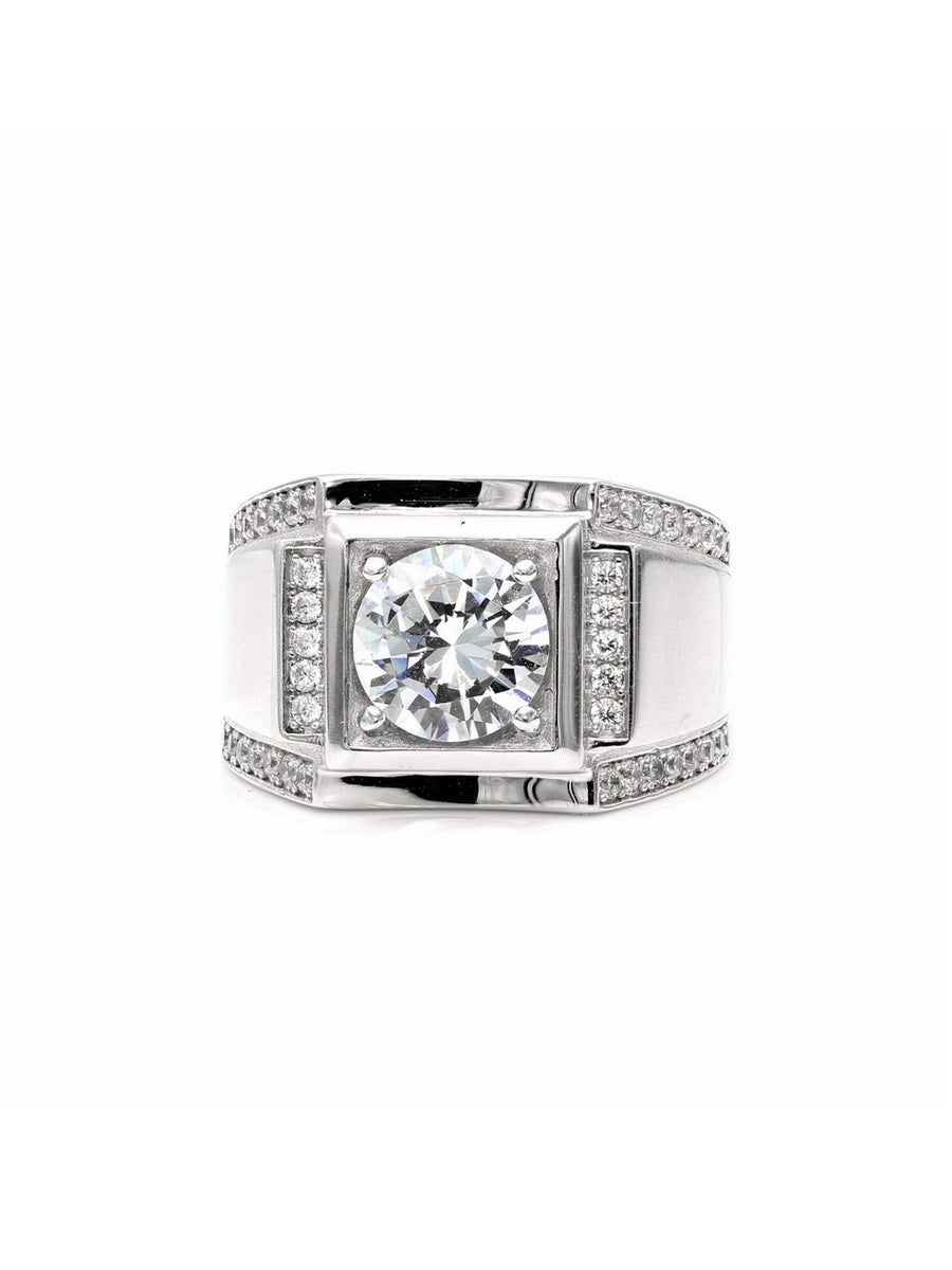 925 Silver 2.7Ctw. Moissanite Man's Statement Ring