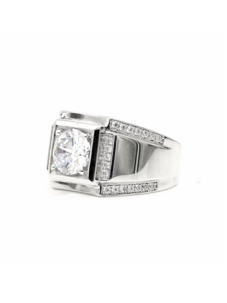 925 Silver 2.7Ctw. Moissanite Man's Statement Ring