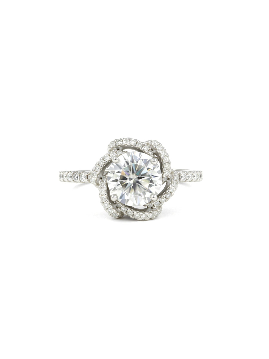 925 Silver Flower Shape Moissanite Ring