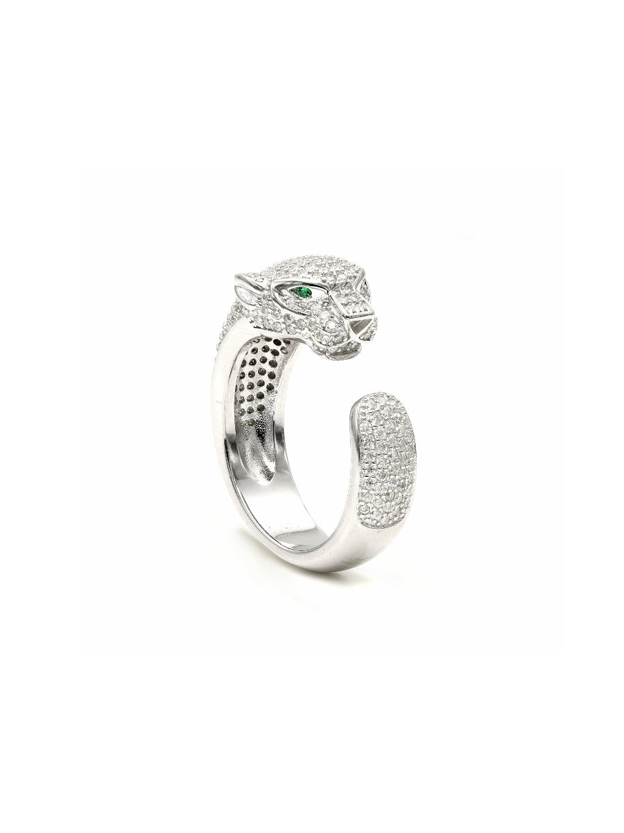 925 Silver Pave Leopard Brilliance Moissanite Ring