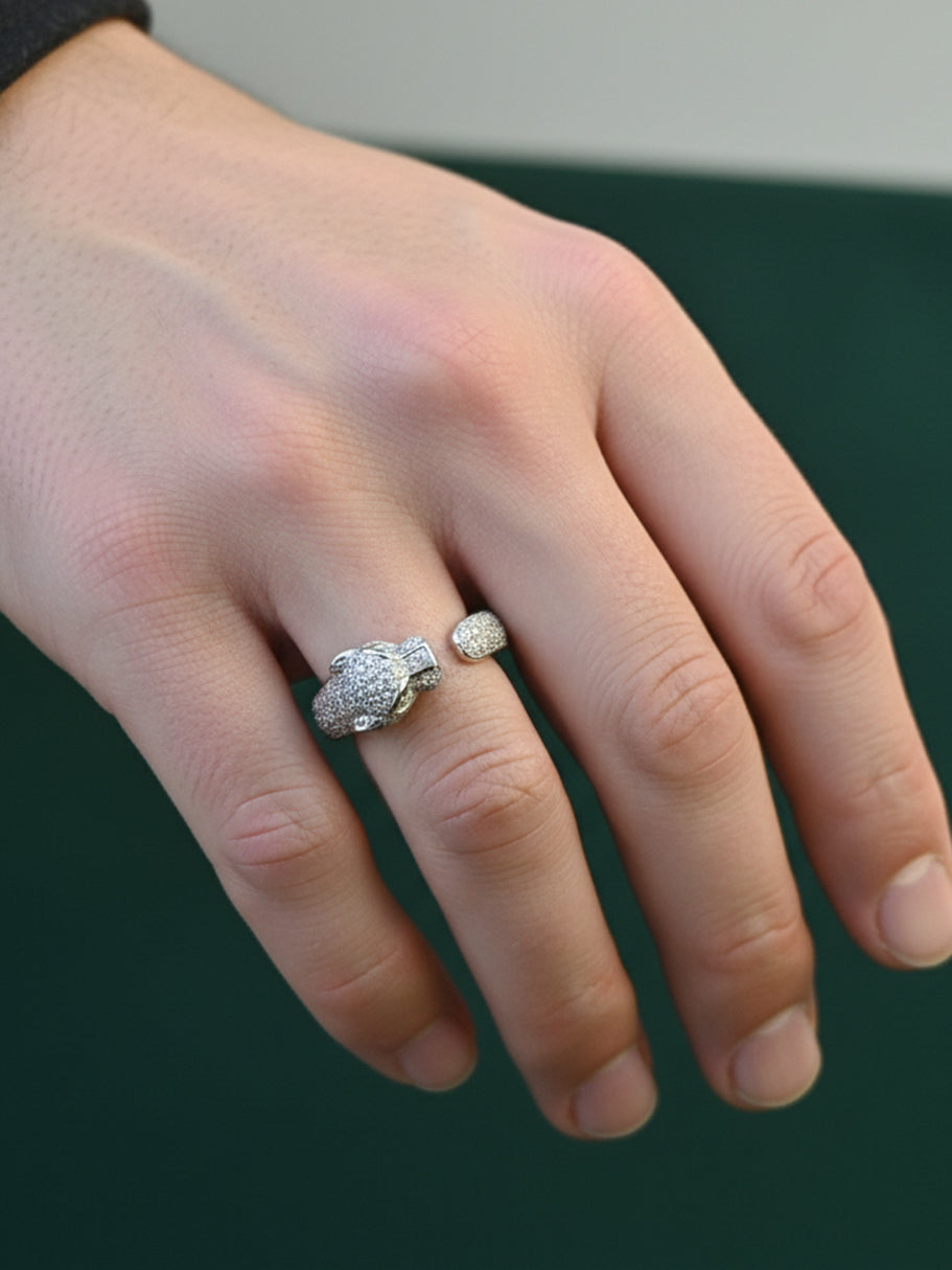 925 Silver Pave Leopard Brilliance Moissanite Ring