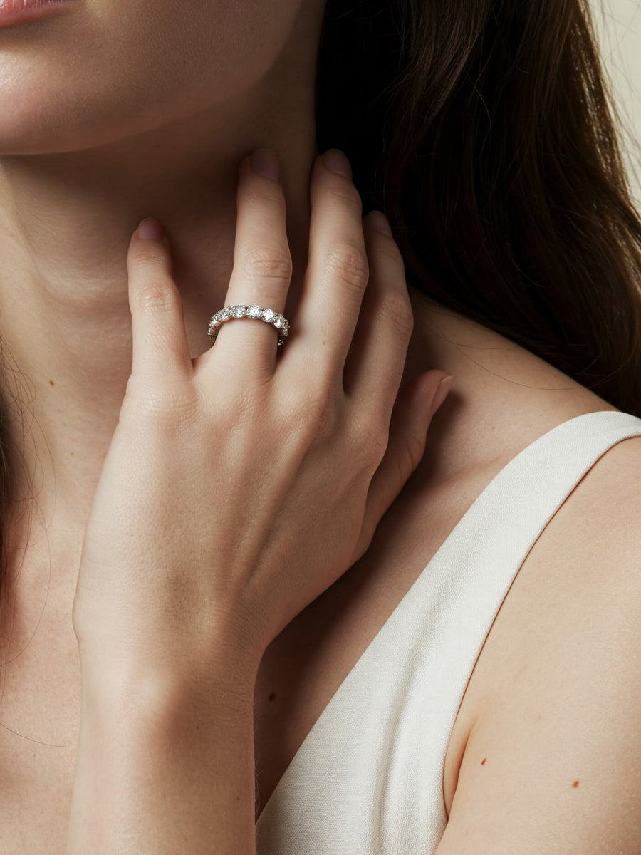 925 Silver 5.0Ctw. Round Cut Moissanite Eternity Band