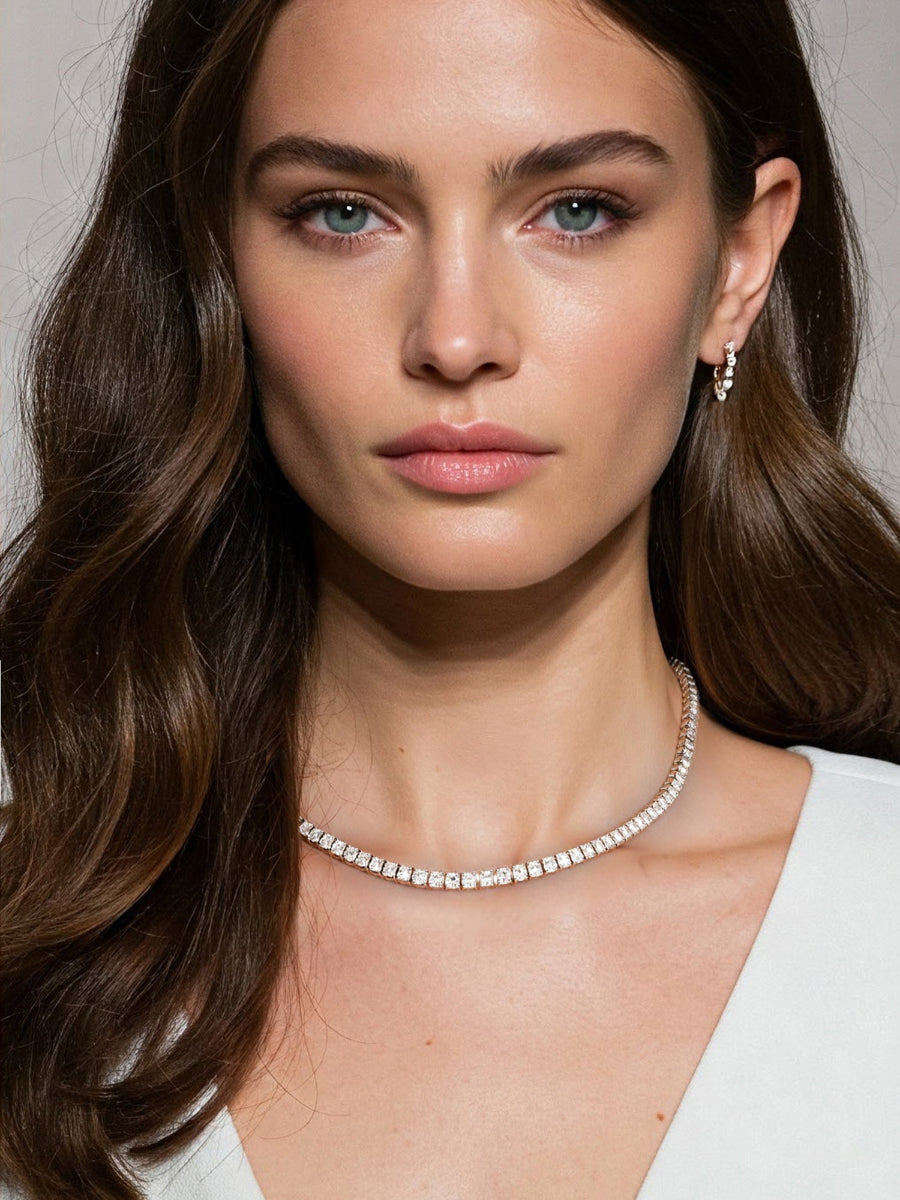 925 Sterling Silver 3mm Moissanite Tennis Necklace