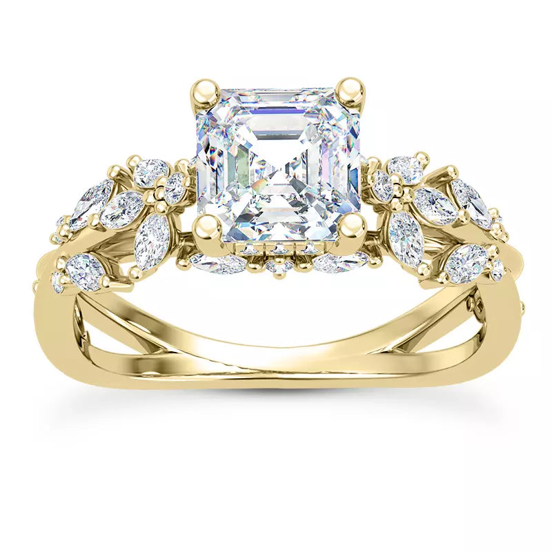 Butterfly And Bee Vine Twist Asscher Engagement Ring