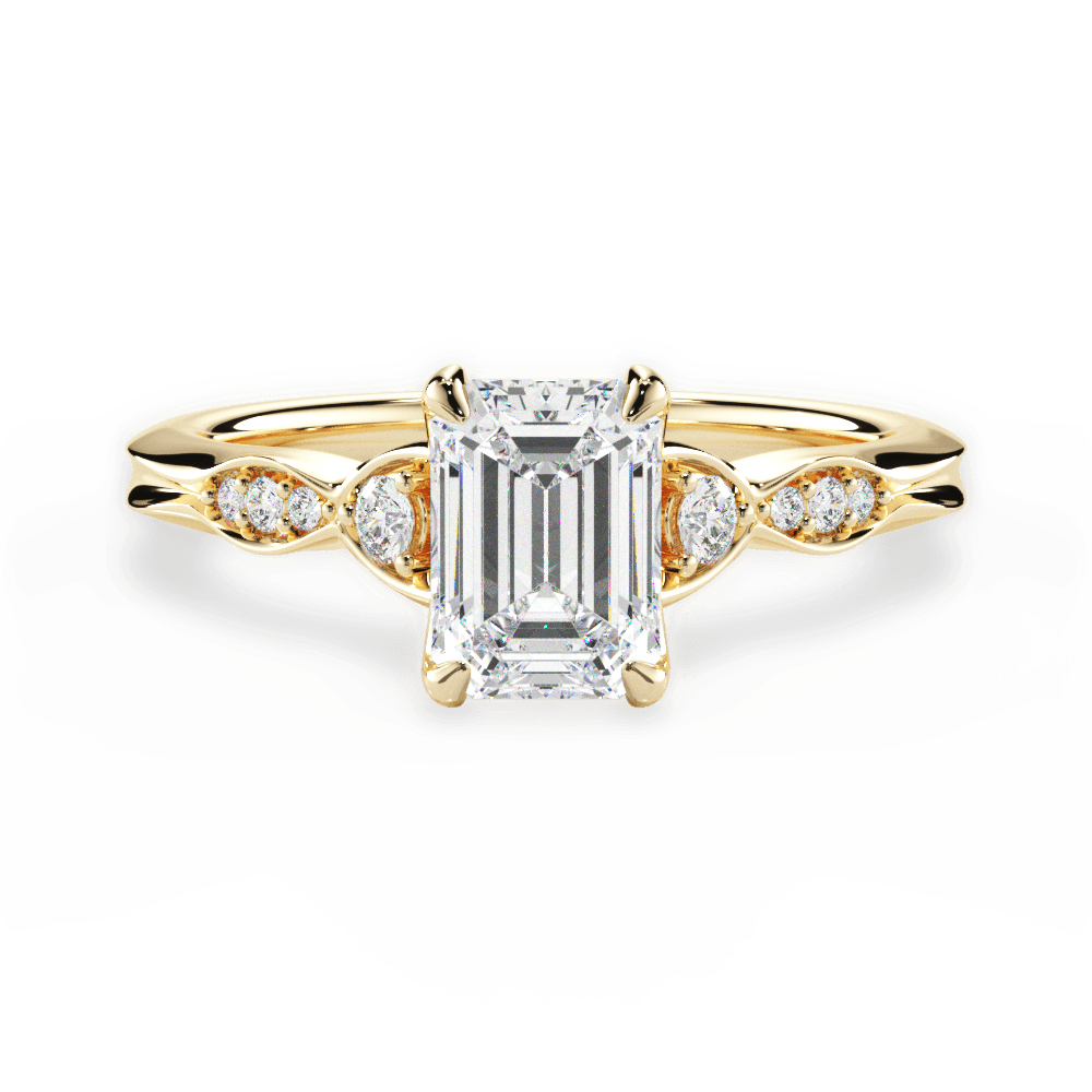 Emerald Cut Vintage Diamond Accent Engagement Ring