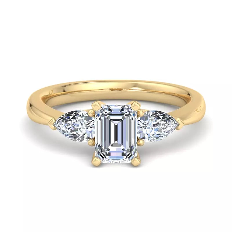 Three-Stone Lab Emerald Engagement Ring