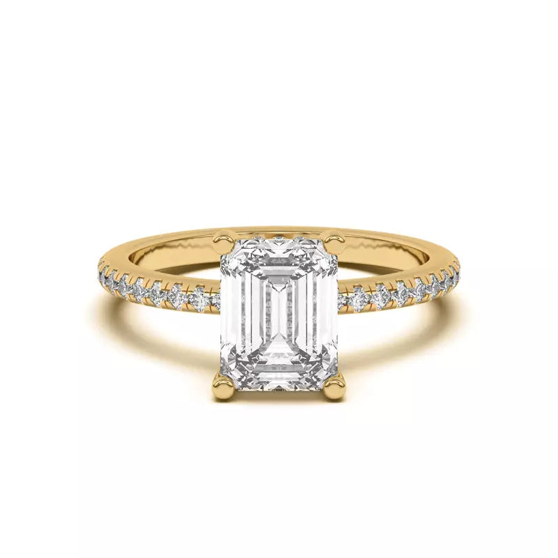 Classic Hidden Halo Pavé Emerald Engagement Ring