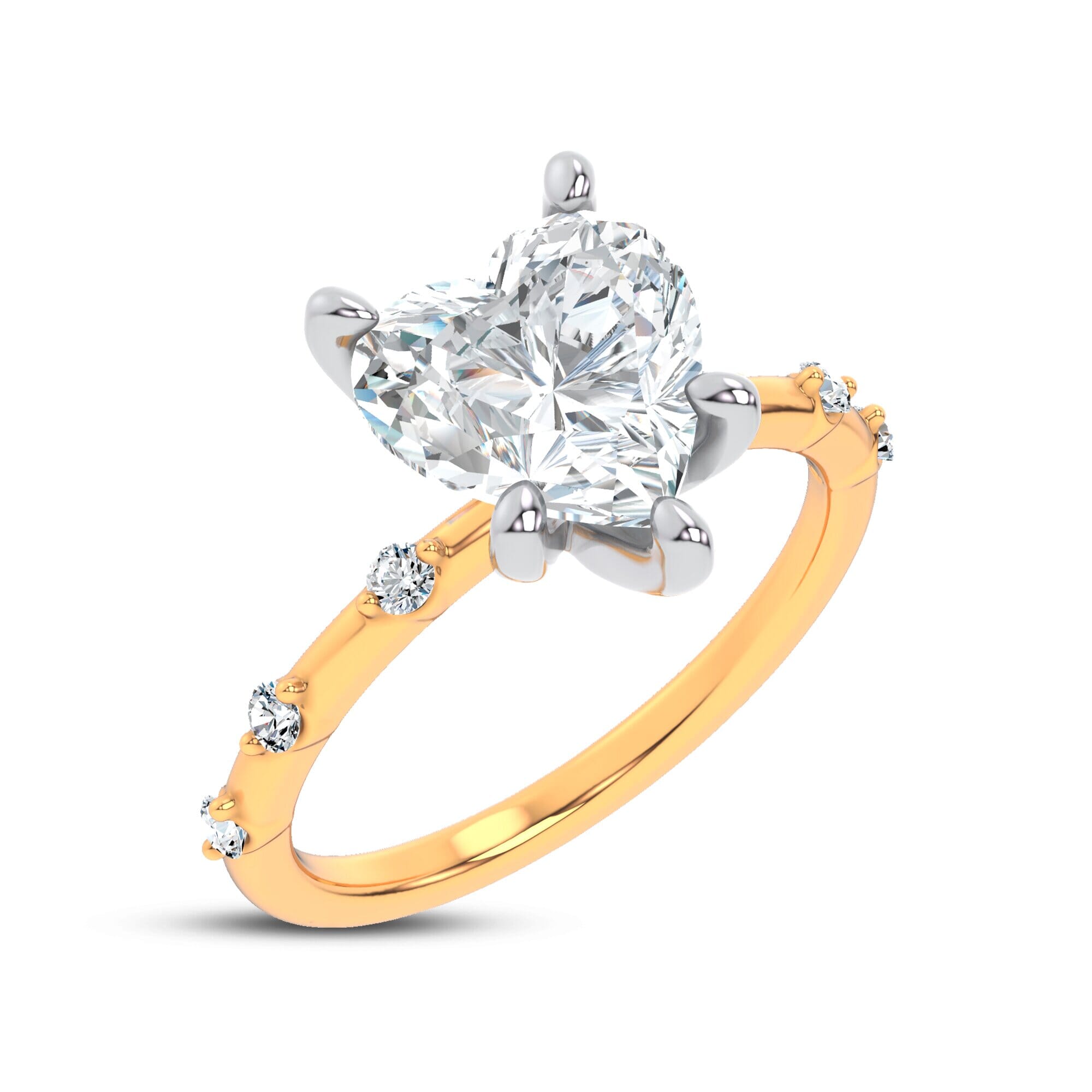 Starlight Spaced Diamond Engagement Heart Ring