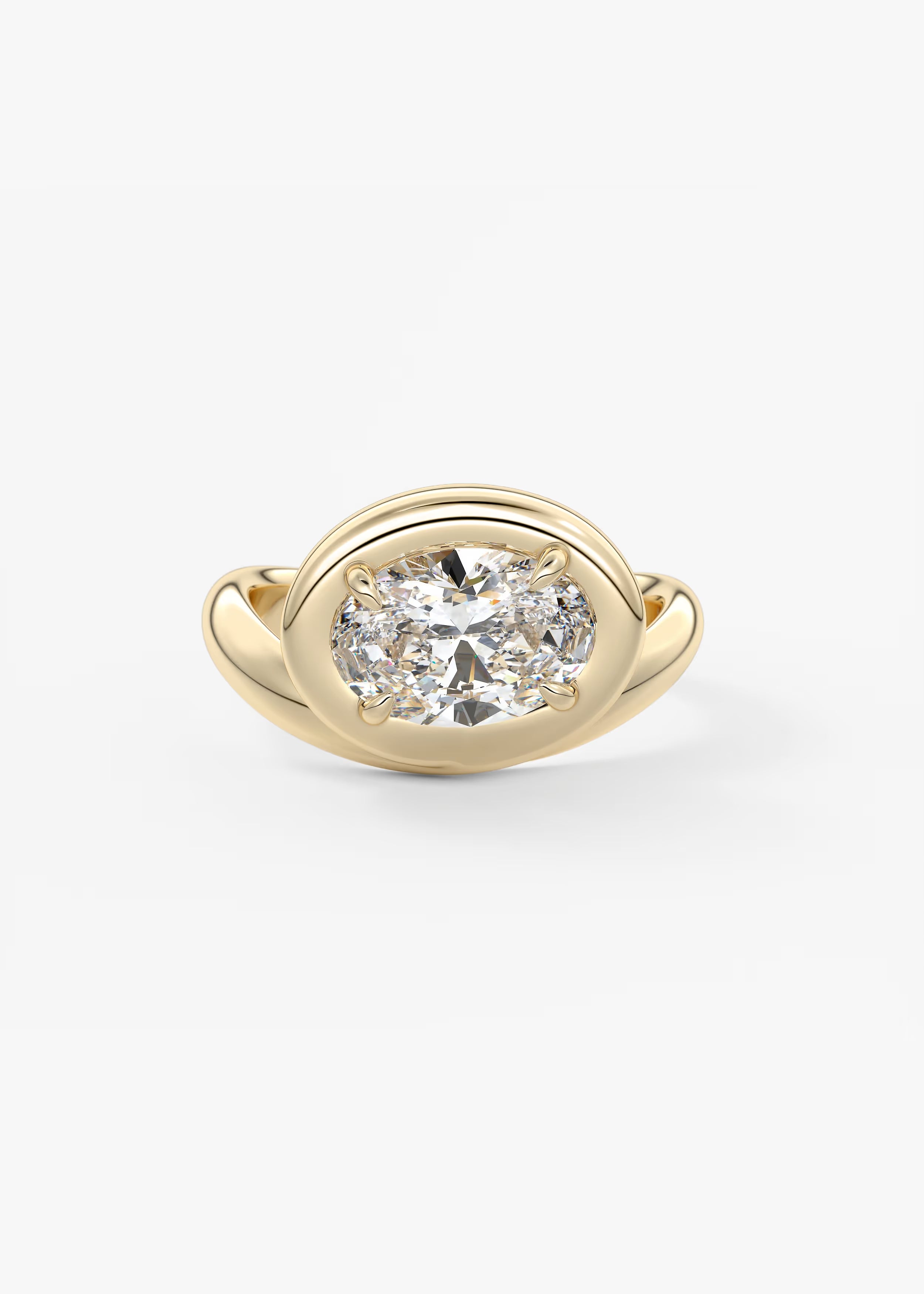 Chunky Oval Cut Collet Engagement Ring