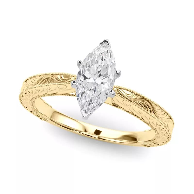 Vintage-Inspired Solitaire Engagement Marquise Ring