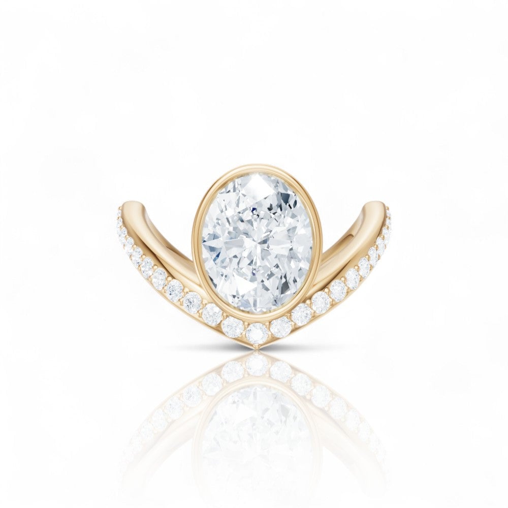 Oval Cut Bezel-Set Solitaire Engagement Ring