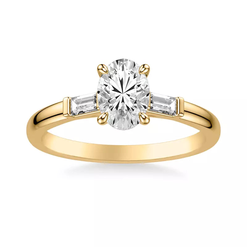Classic 3-Stone Engagement Oval Ring