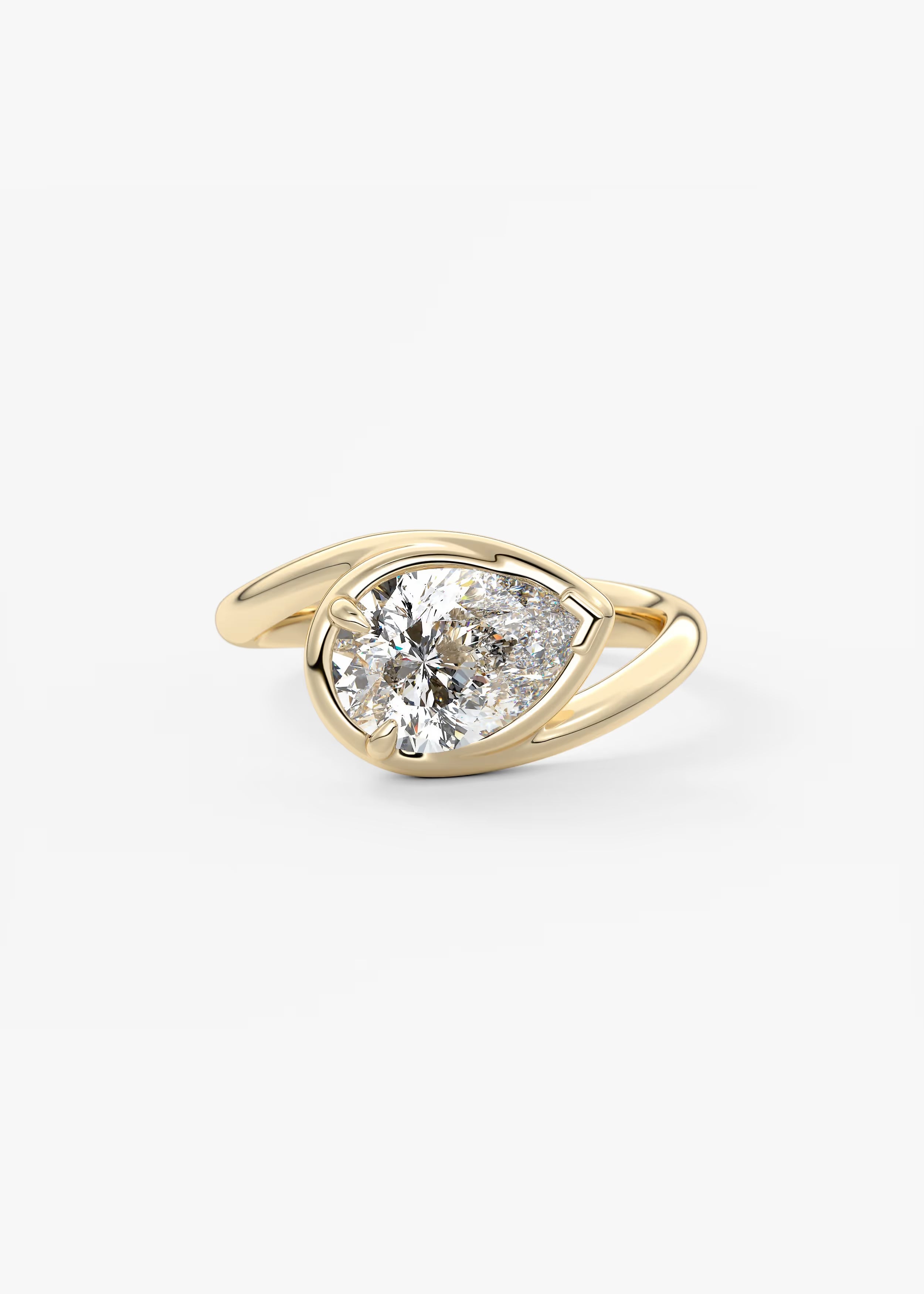 Sculptural Pear Bypass Engagement Ring