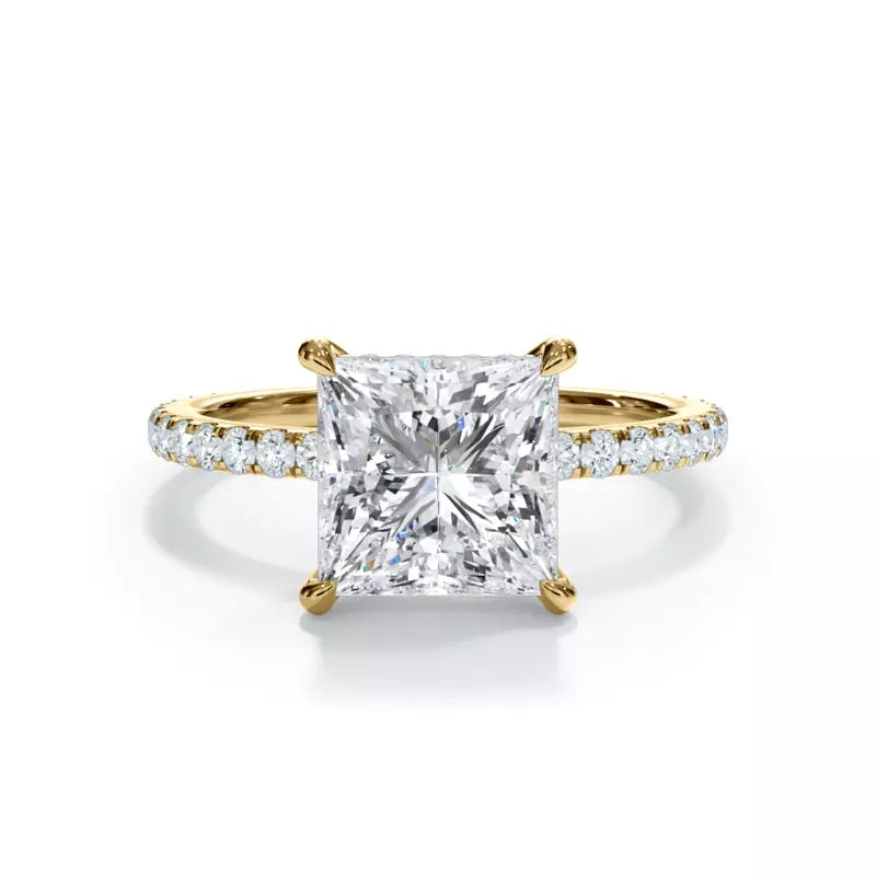 Pavé Hidden Halo Princess Engagement Ring