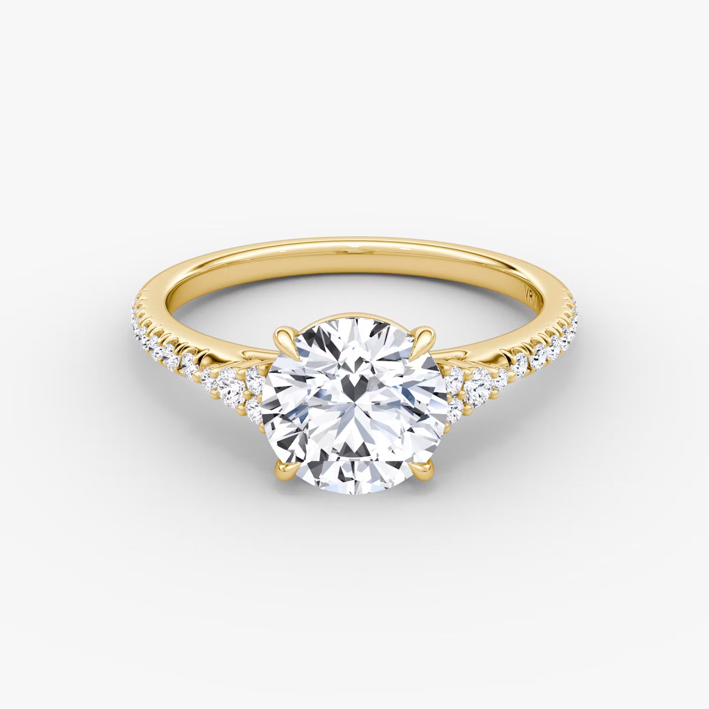 The Side Cluster Cathedral Round Brilliant Engagement Ring
