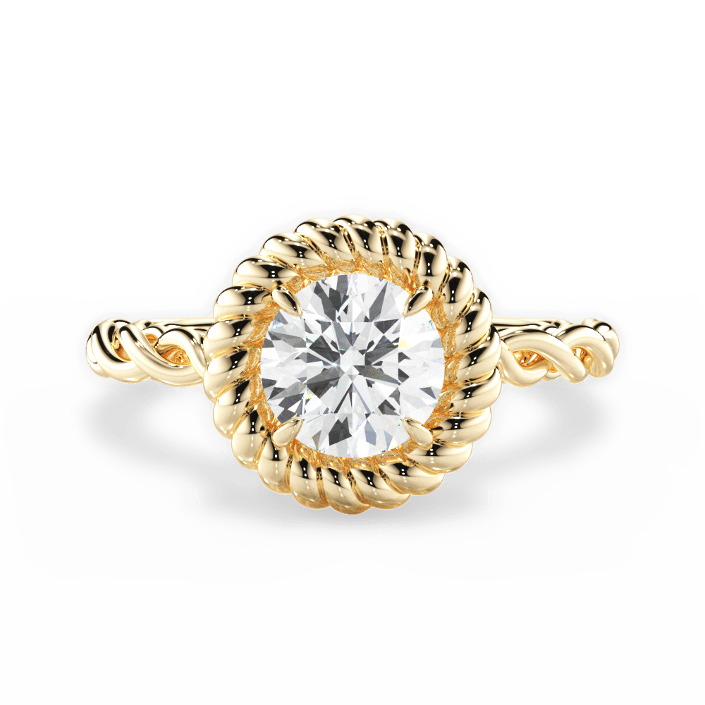 Round Cut Twisted Halo Engagement Ring