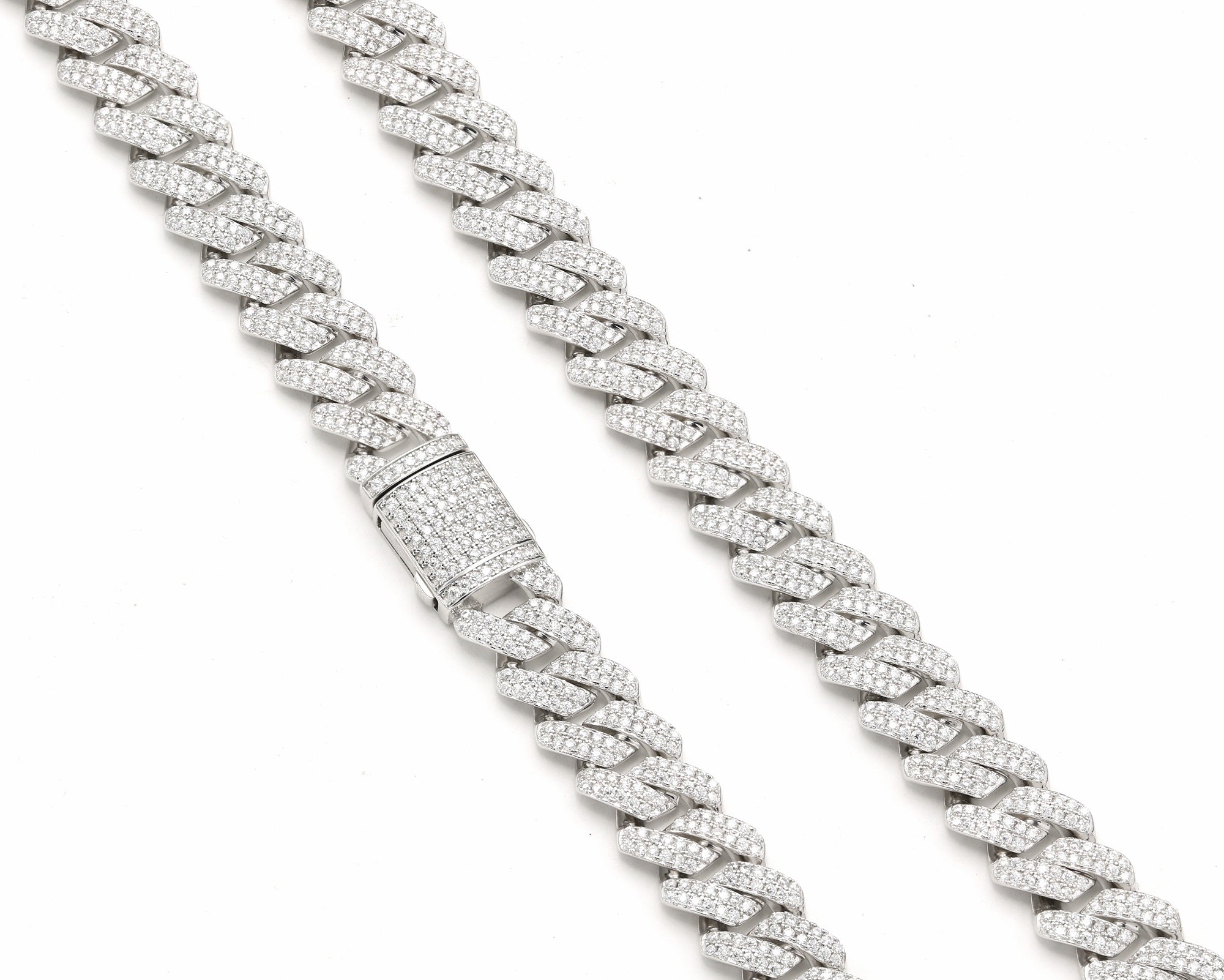 925 Sterling Silver Moissanite 12MM Cuban Links