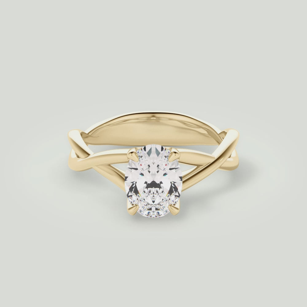 Oval Cut Open-Twist Solitaire Engagement Ring
